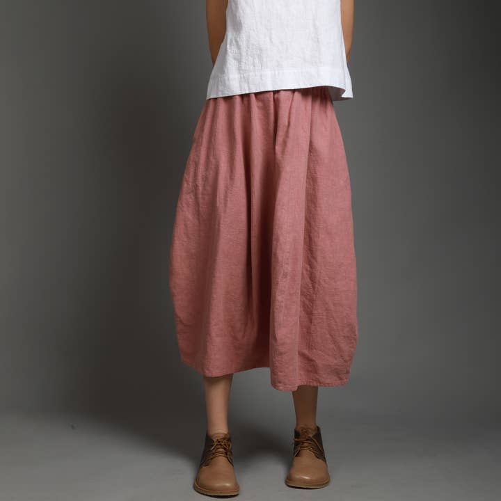 FLOWER Maxi Bubble Linen Skirt with Side Pockets for wholesale by Knotium