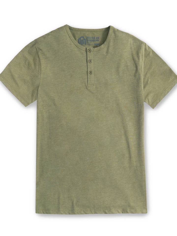 INTO THE AM – wholesale T-shirt – men's – Men's Short Sleeve Henley Tee Shirt (Non-Branded)