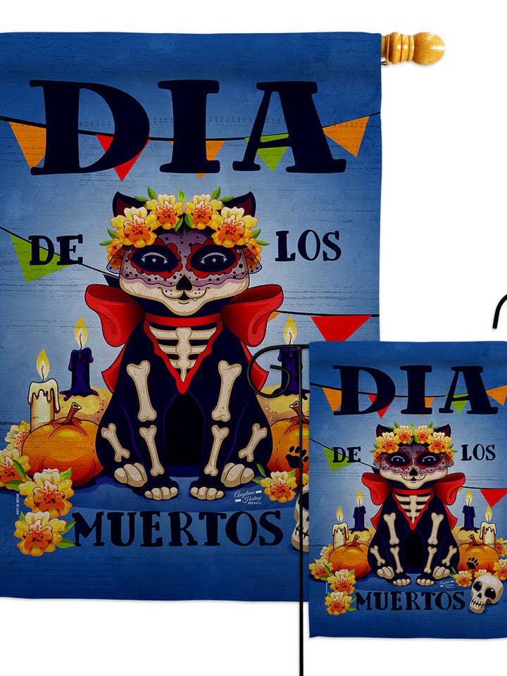 Flagge Día De Muertos Katzentag Dead Mexico Halloween Garden für den Großhandel von Two Group Flag Co