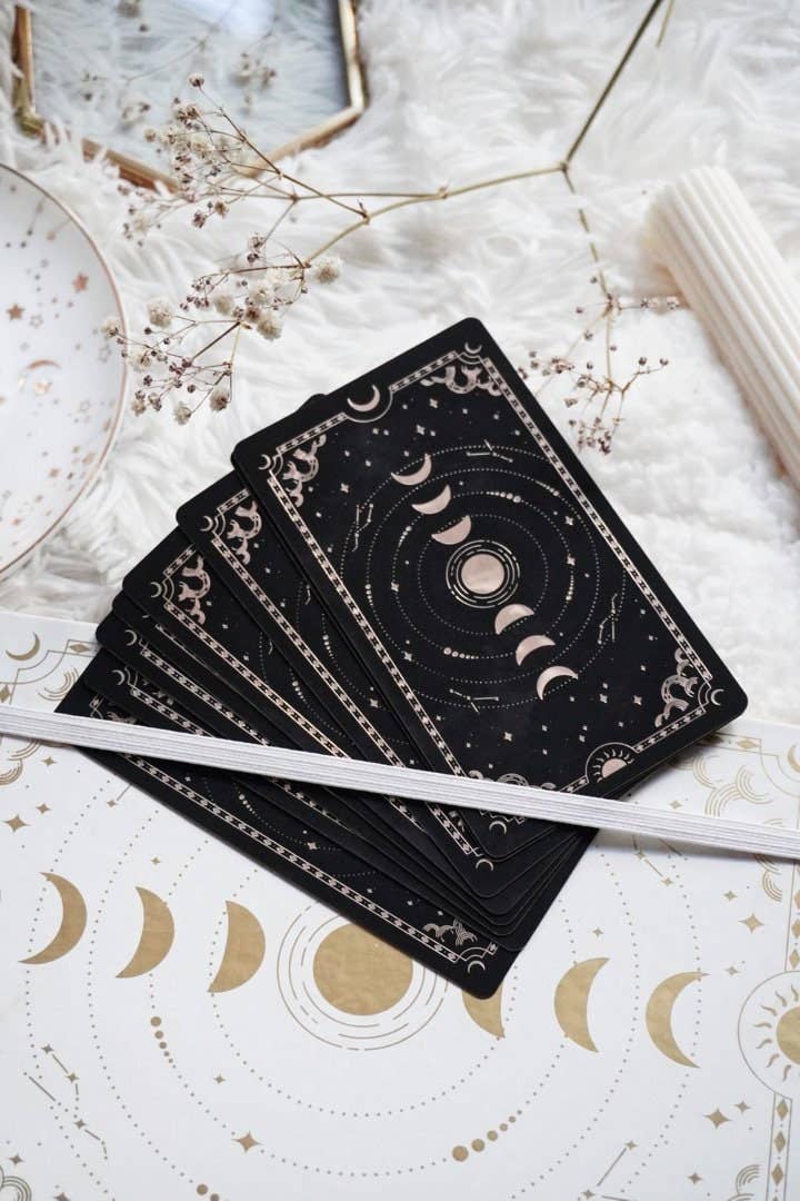 Noelle Gifts & Paper - Wholesale Tarot Cards - Mini Moon Deck (Black/Gold)2