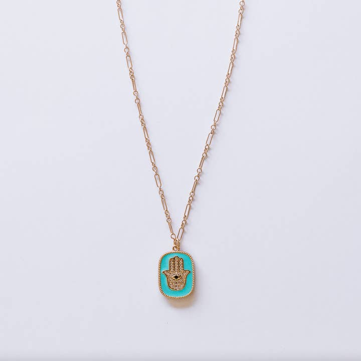 Collier « The Hamsa Evil Eye Tag » pour la vente par Jay Nicole Designs