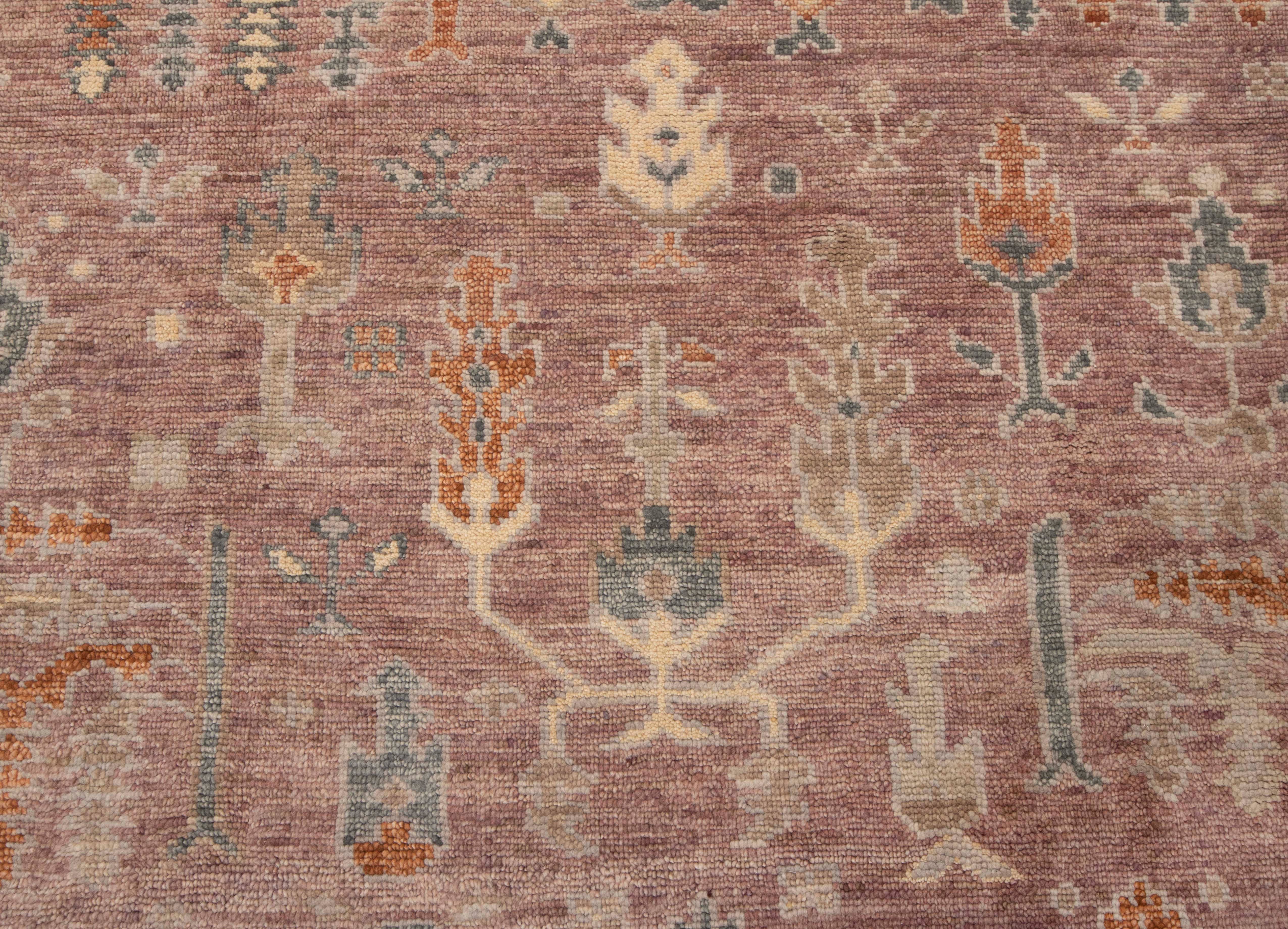 Aesthetic Homes LLC - Wholesale Area Rug - 8x10 Pink Gray Tree of Life Oushak Wool Rug p-93273