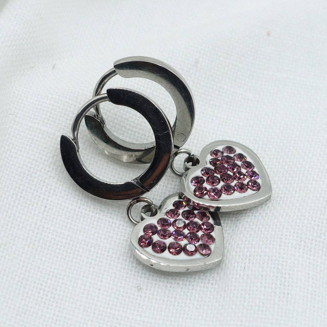 Daemon srls – wholesale Huggie earrings – LUCY ~ Zircons heart Stainless Steel Earrings10