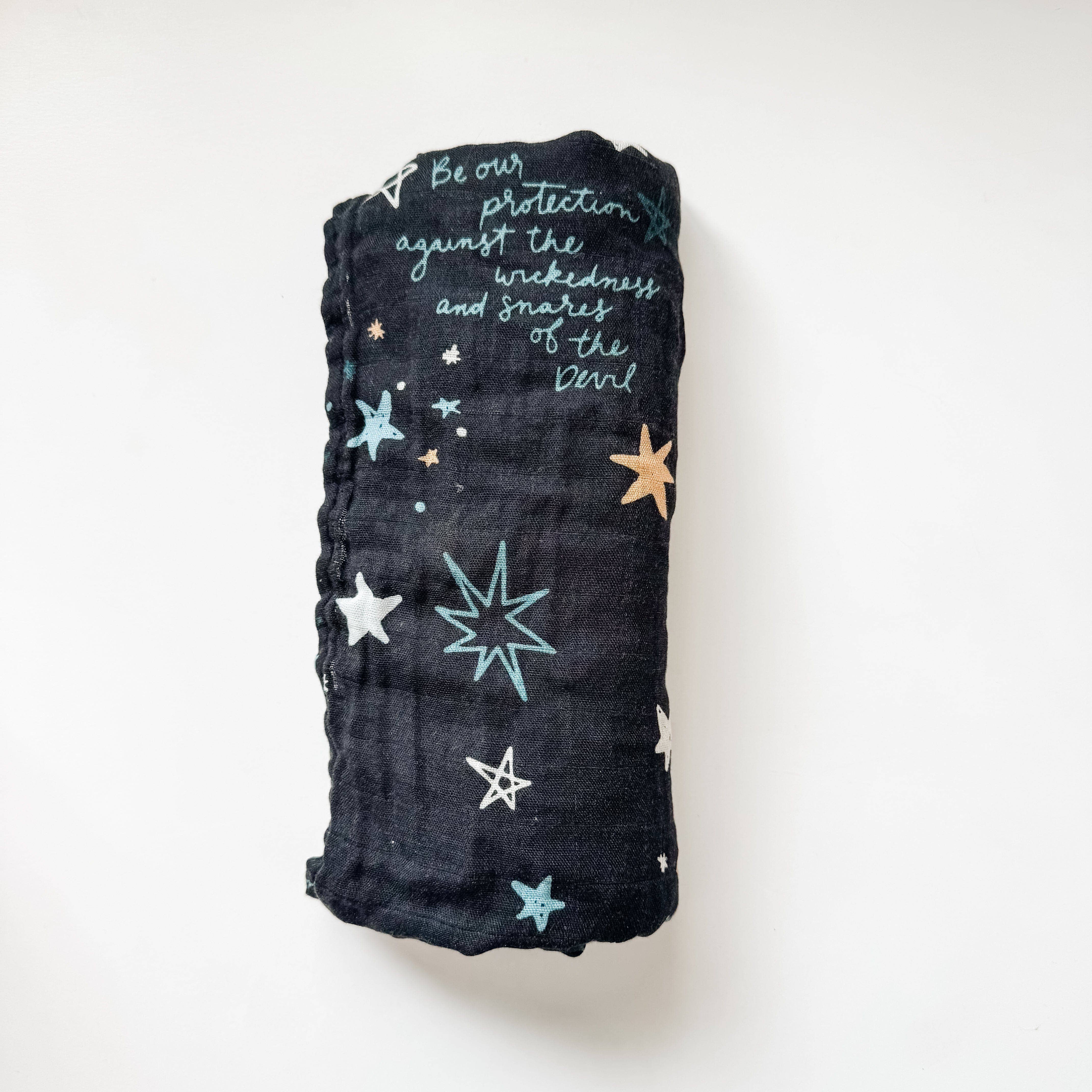 The Little Rose Shop - Wholesale Swaddle - Baby - St. Michael Prayer - Catholic Baby Muslin Blanket Swaddle1
