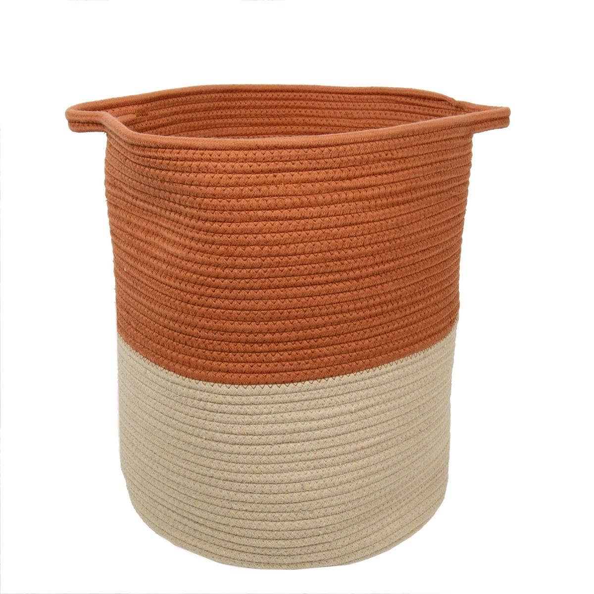 Truu Design - Wholesale Basket - Truu Design Round Storage Basket, Rust/Natural Cotton Rope2