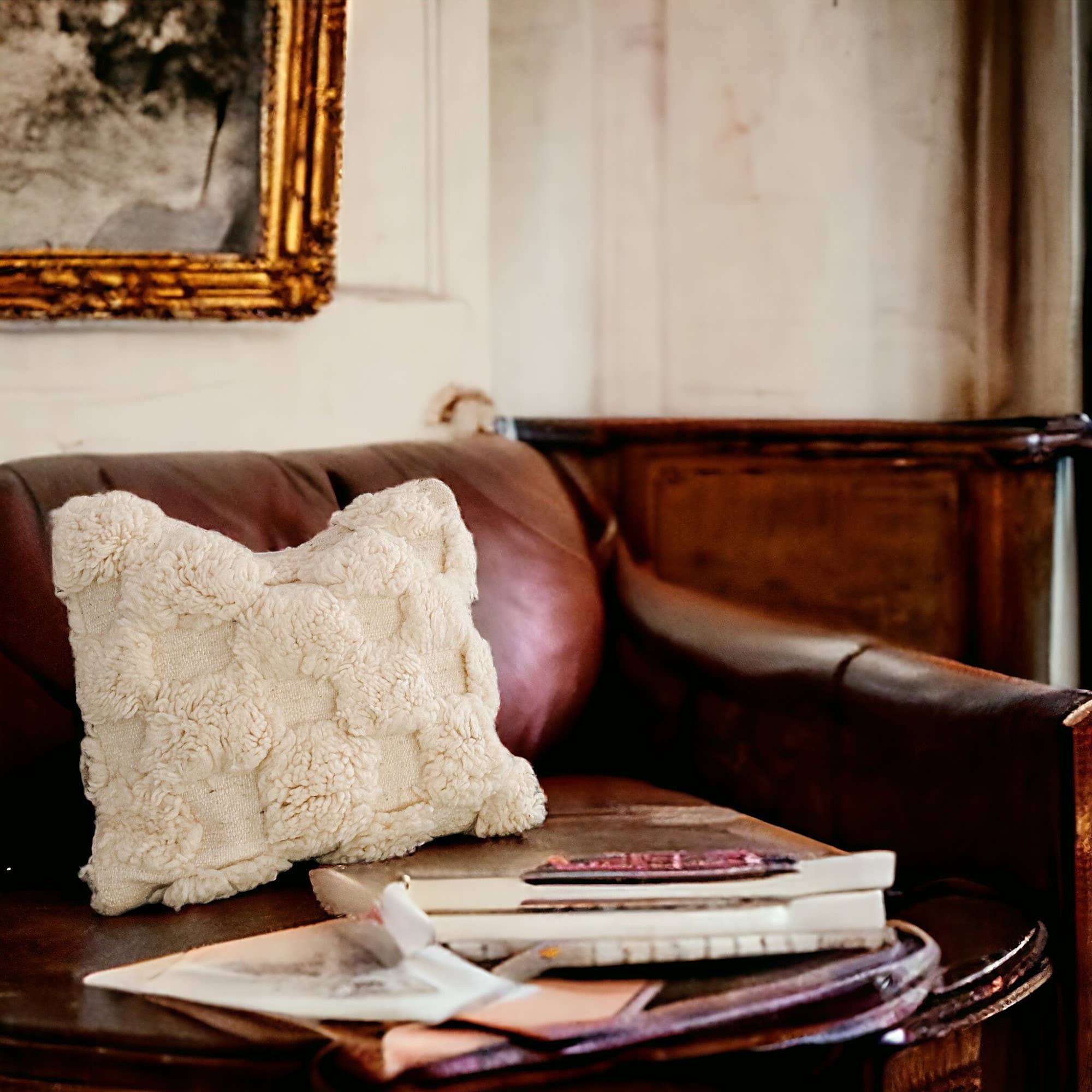 Berberwoolrug - Wholesale Throw Pillow Cover - Handcrafted White Checkered Beni Ourain Wool Pillow Cover3