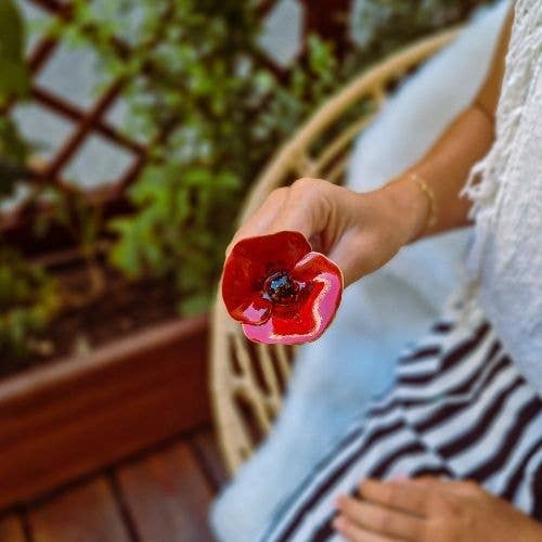 NaturoTheke - Wholesale Artificial Flowers - Small poppy diameter approx. 4 cm (19.5cm/27cm stem)3