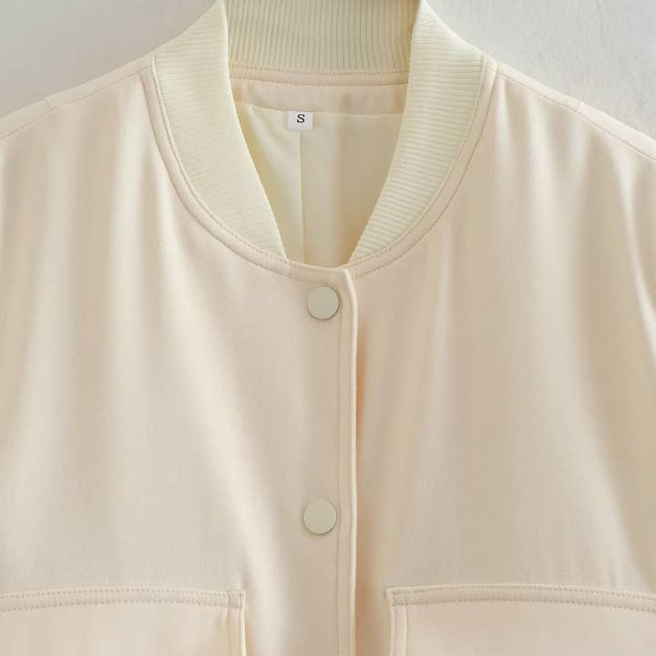 Rosa Clothing - Wholesale Jacket - Women's - Solid pocket cropped bomber jacket3