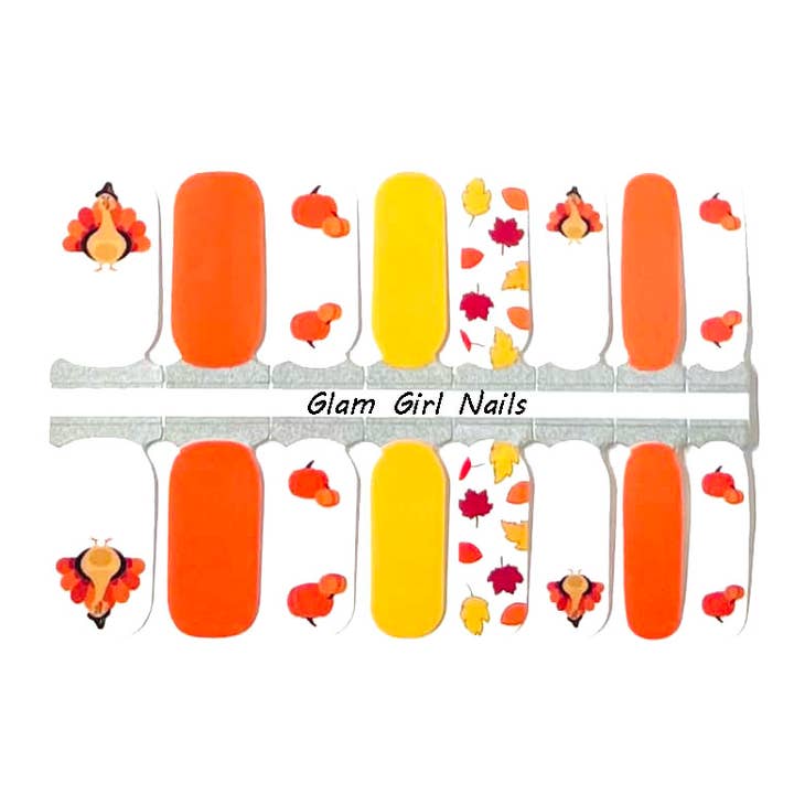 Envolturas de uñas de Acción de Gracias Turkey para venta al por mayor de Glam Girl Nails