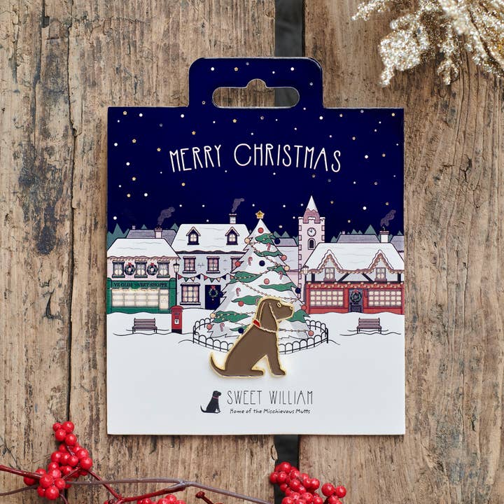 Christmas Dog Pin - Cocker Spaniel (Chocolate) for wholesale by Sweet William Designs