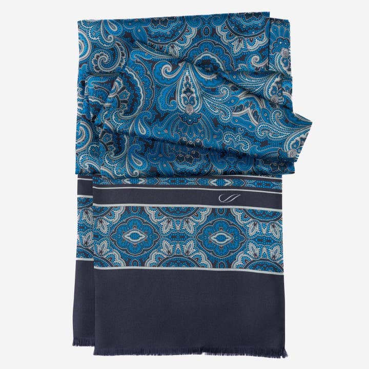 Elizabetta Made in Italy USA - Wholesale Scarf - Men's - Ferrara - Silk Scarf - Blue