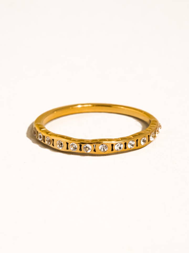 Flair 18K Gold Non-Tarnish Thin CZ Band for wholesale by Flânerie by MAIQ