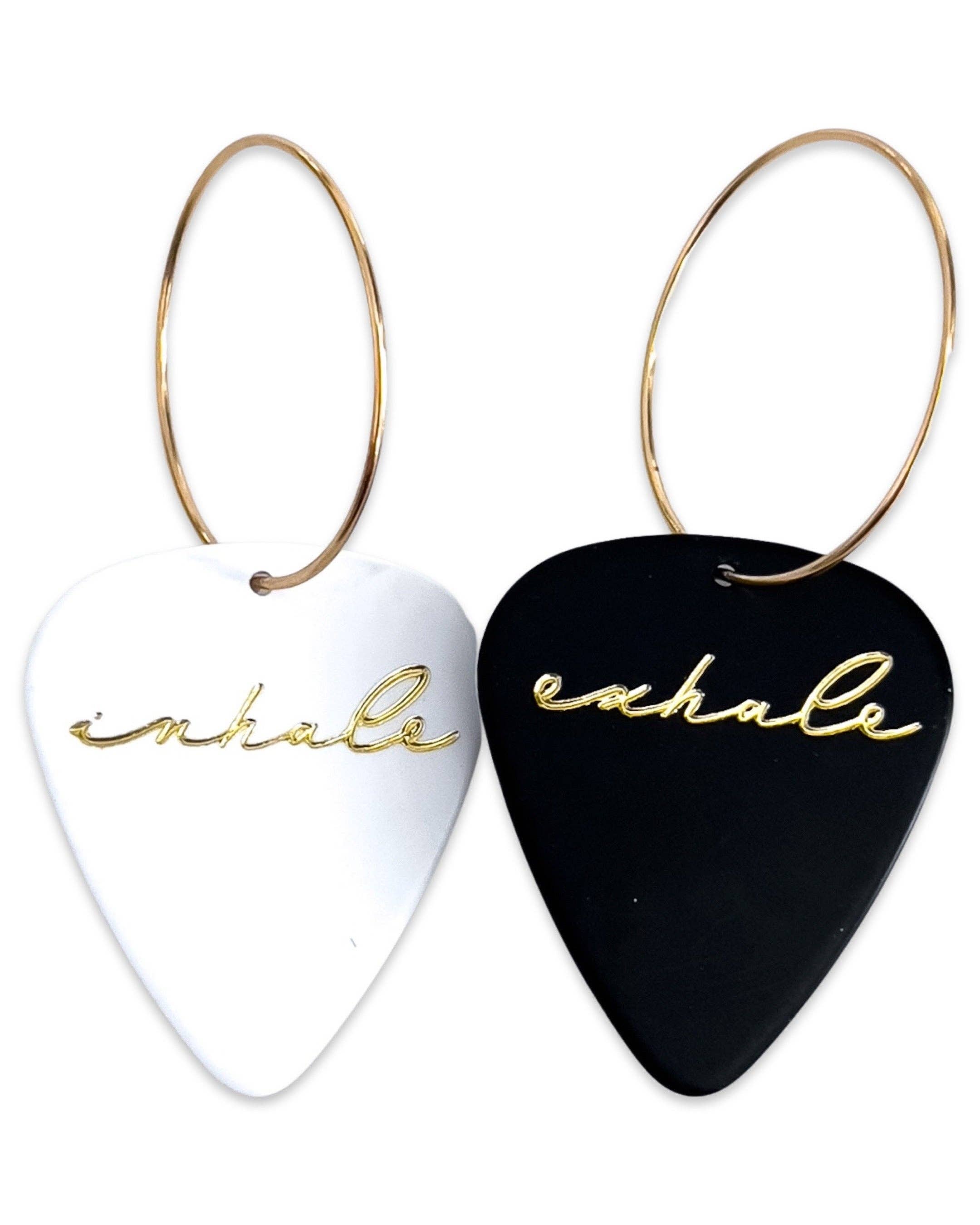 Groupie Love - Wholesale Dangle Earrings - Guitar Pick Inhale/Exhale Mix Match Reversible Earrings