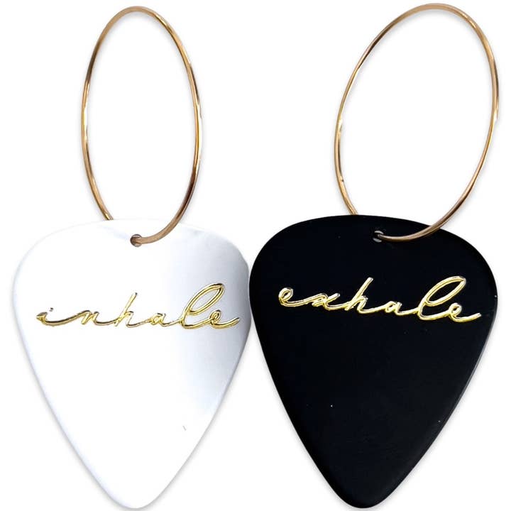 Groupie Love - Wholesale Dangle Earrings - Guitar Pick Inhale/Exhale Mix Match Reversible Earrings0