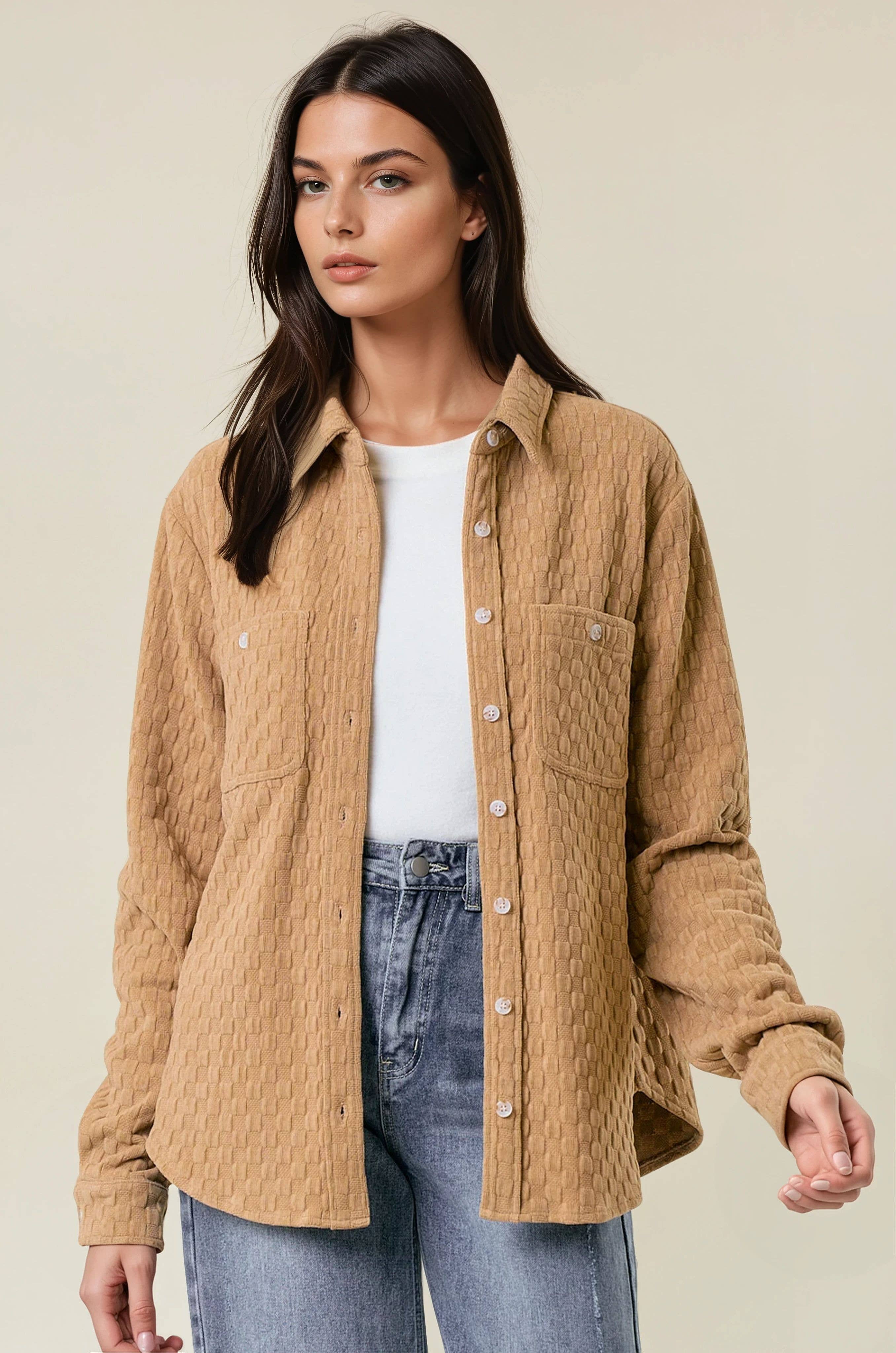 Doe and Rae - Vente Chemise à col boutonné – femme - CHEMISE BOUTONNÉE TEXTURÉE - 43670T-11