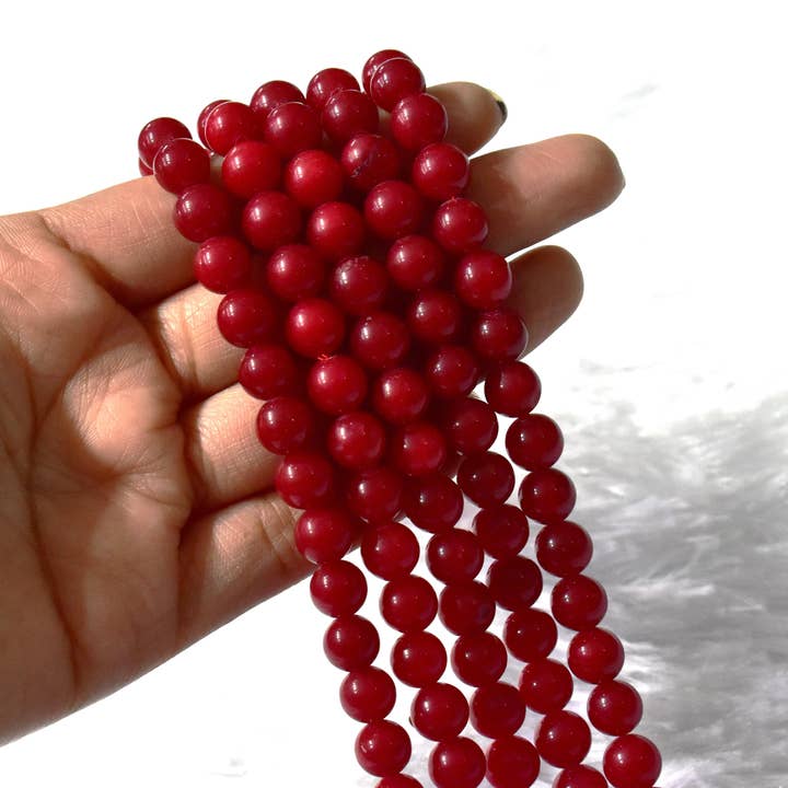 Perles de bijoux en cristal | Corail rouge synthétique | Perles de pierre précieuse pour la vente par Soothing Crystals