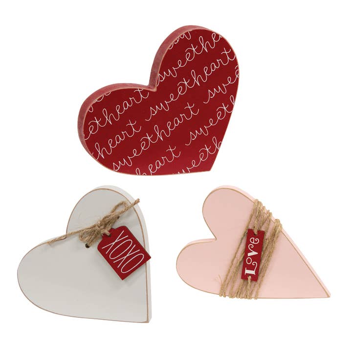 3/Set - Distressed Wooden Sweetheart Sitters for wholesale by The Hearthside Collection