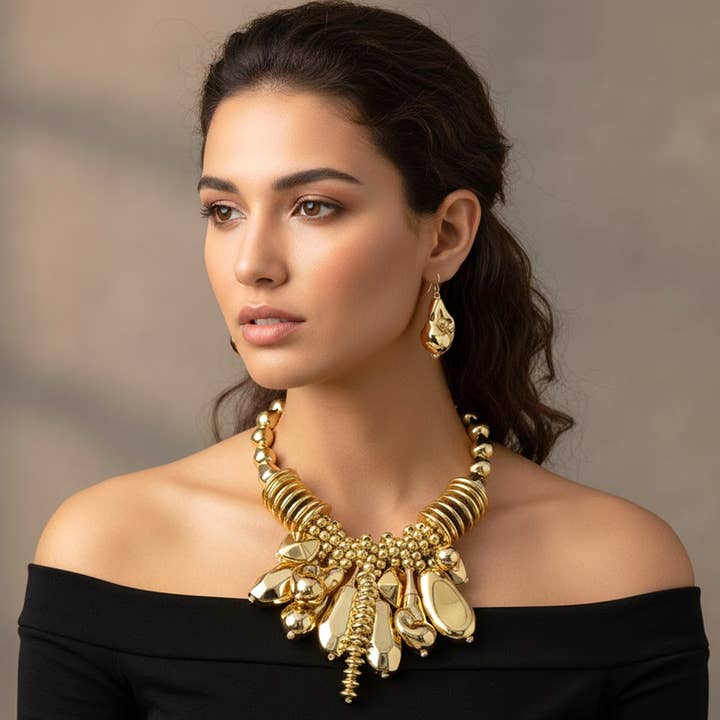 Fett Multi Charm Perlen Chunky Statement Halskette für den Großhandel von Sensibling Corp.