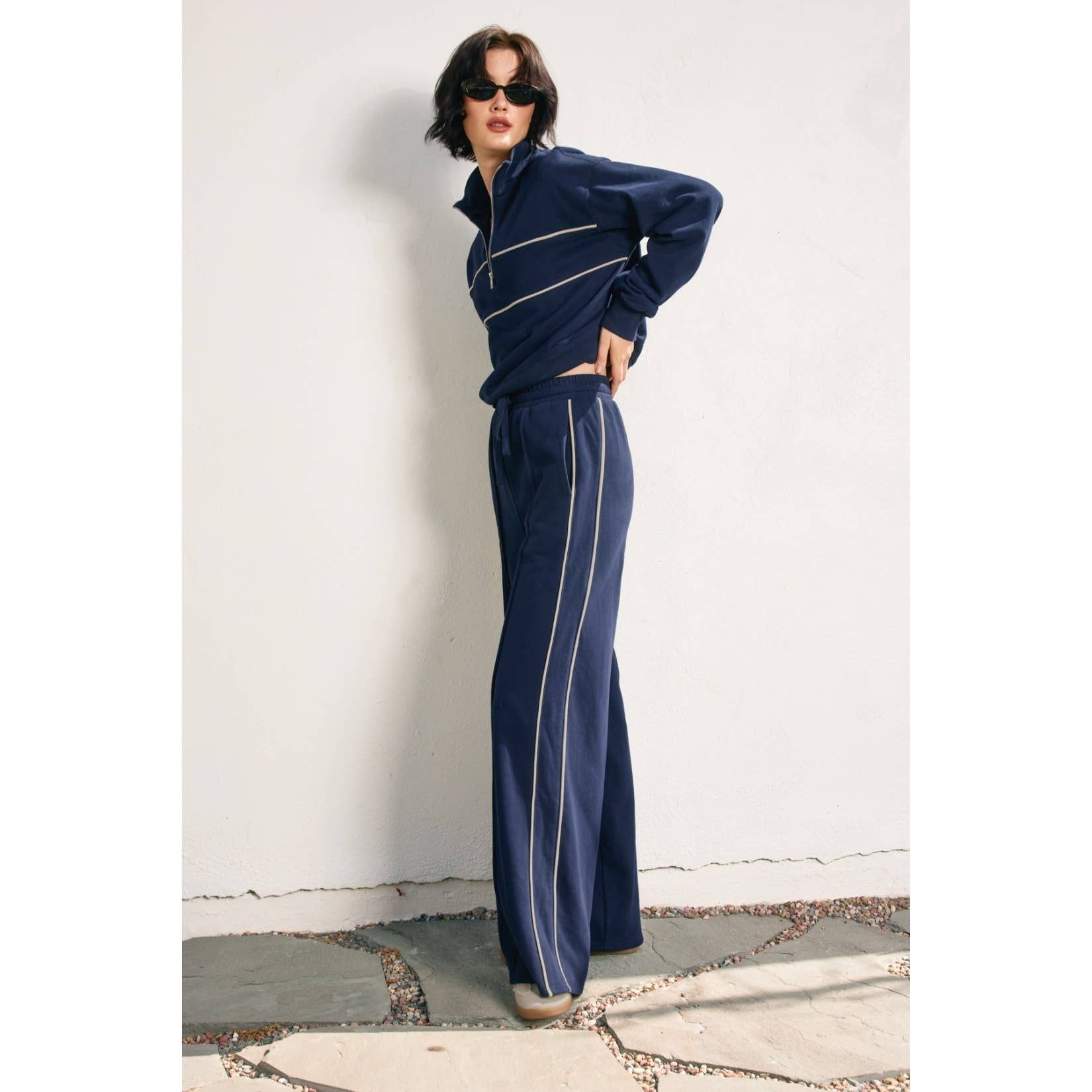 Dress Forum - Wholesale Pants - Women's - Track Stripe Wide Leg Sweatpants (1)1