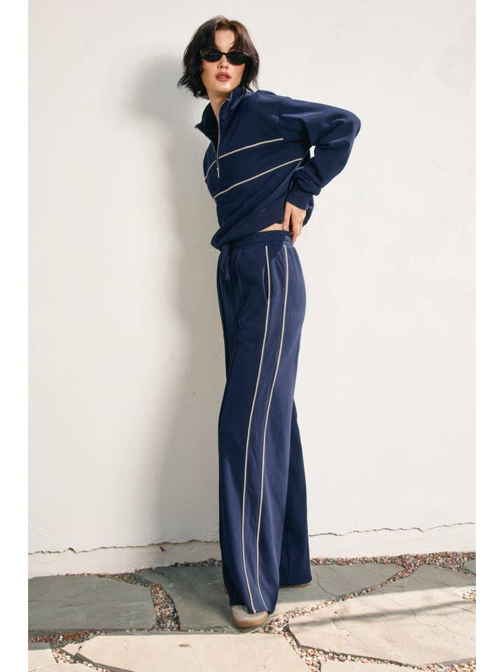 Dress Forum - Wholesale Pants - Women's - Track Stripe Wide Leg Sweatpants (1)1