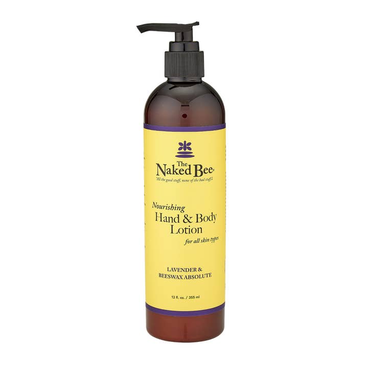 12 oz. Lavender & Beeswax Absolute Hand & Body Lotion for wholesale by The Naked Bee