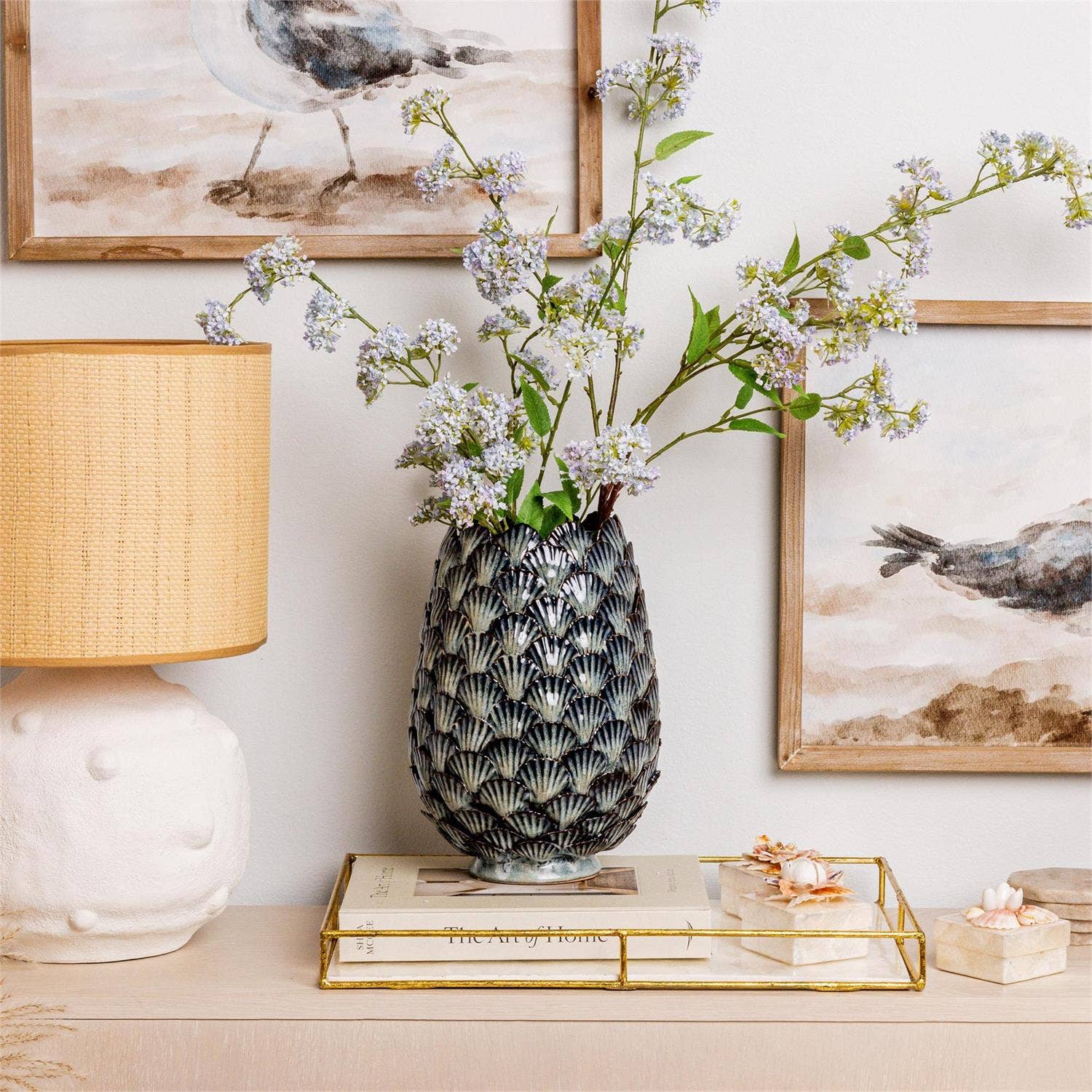 Audrey's Home & Gift - Wholesale Vase - Vase - Blue Hand Applied Seashells (PC)0