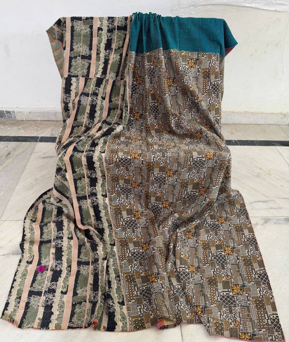 bhavnas boutique – wholesale Quilt – Cotton Fabric Kantha Quilt Timeless Craftsmanship Coverlet 0