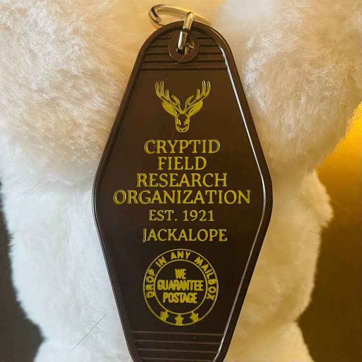 The 3 Sisters Design Co. - Wholesale Keychain - Unisex - Motel Key Fob - Cryptid Field Research Org. (Jackalope)