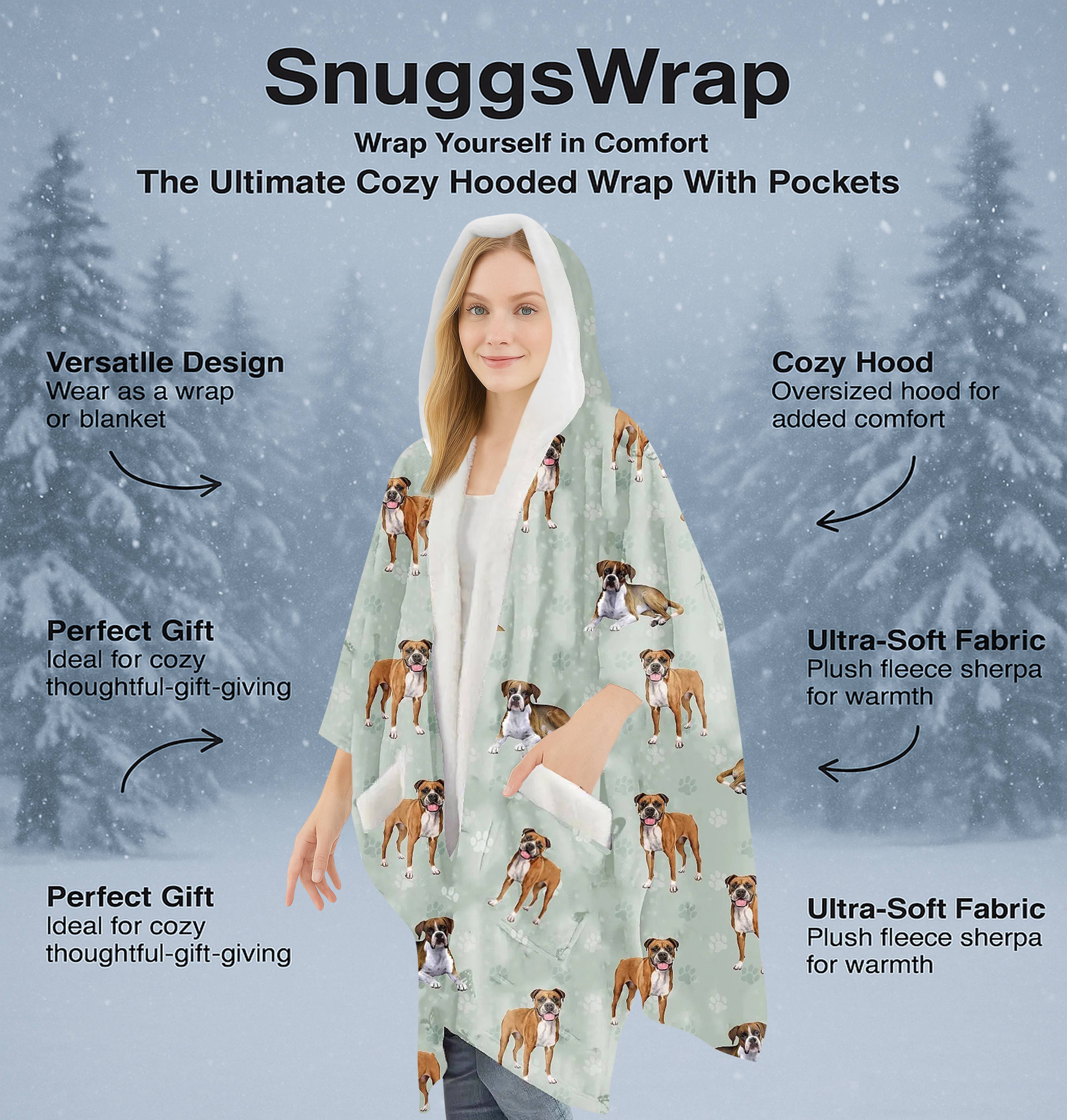 E&S Pets - Wholesale Hoodie - Unisex - Boxer dog Snugg Wraps with Hoodie – Ultra Soft Sherpa Fleece Wrap for Pet Lovers3