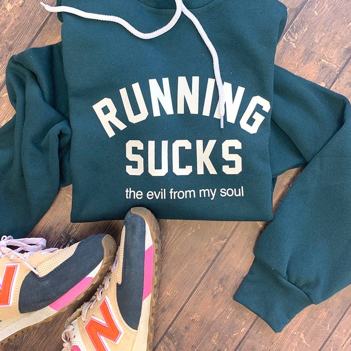 Running Sucks Hoodie Sweatshirt for wholesale by Sarah Marie Running Co
