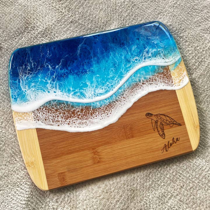 TBM Creations LLC - Wholesale Cheese Board - TURTLE Aloha Charcuterie board | Maui made Serving board3