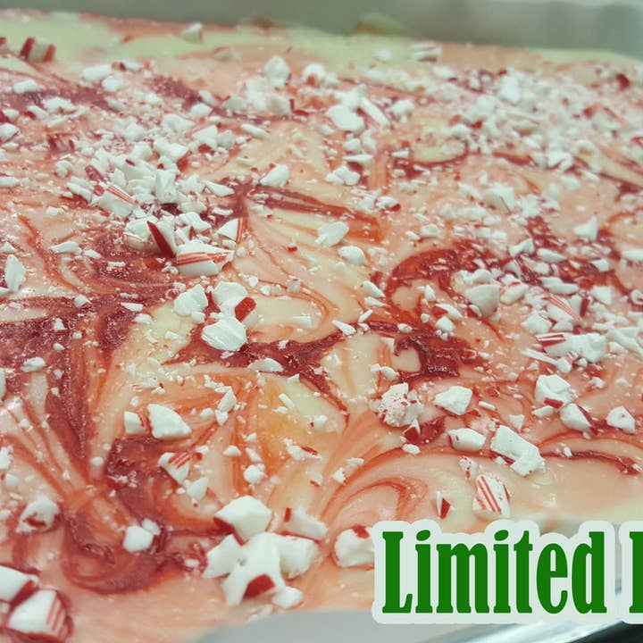 Candy Cane Fudge. Pre-Scored 6 pounds Nov/Dec. only! for wholesale by Bavarian Chocolatier & Bakery