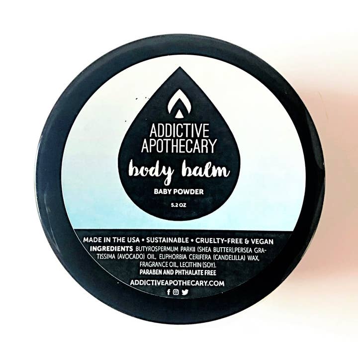 Baby Powder Body Balm for wholesale by Addictive Apothecary