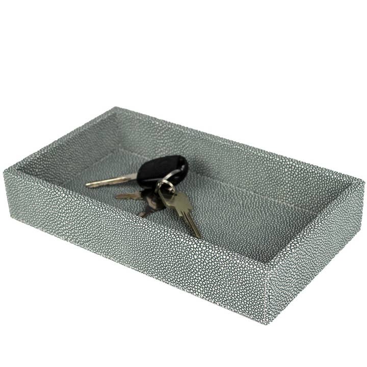 Signature Home Collection GmbH – Großhandel Deko-Tablett – Tablett rechteckig klein Kunstleder Rochen blau Organizer