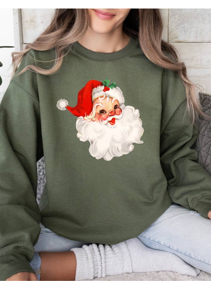 Santa Christmas Crewneck - Vintage Themed Christmas for wholesale by Laila M and Co