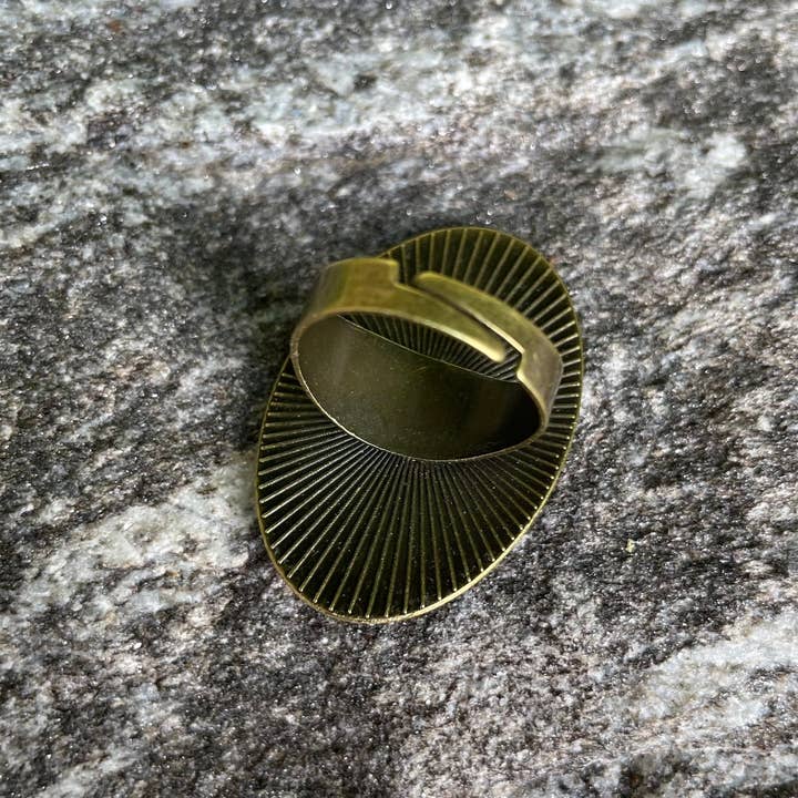 FringePop - Wholesale Cocktail/Statement Ring - All Seeing Eye Occult Franz Von Stuck Illuminati Antiqued Bronze Adjustable Ring Brass