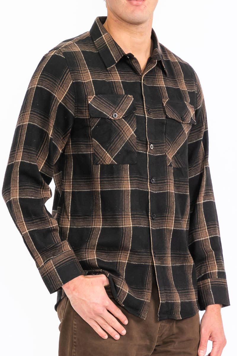 WEIV - Wholesale Button Down Shirt - Men's - Full Checkered Long Sleeve Flannel Button Shirt3