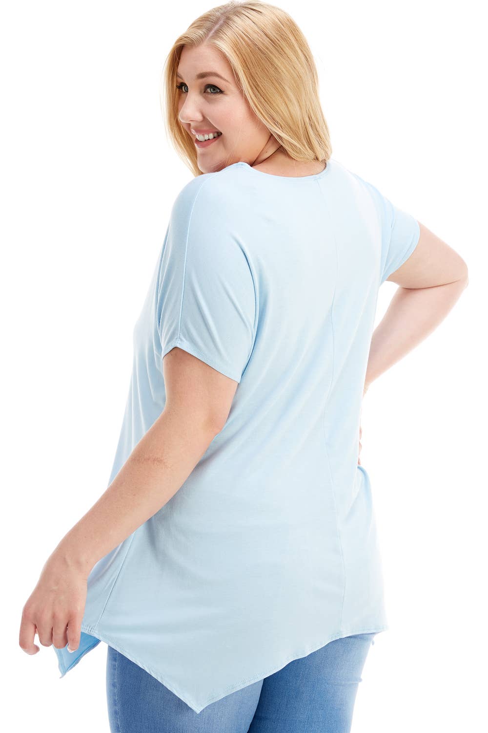 Azules Clothing - Wholesale Tunic - Women's - ATP-2307RSX Plus Size Asymmetric Short Sleeve Tunic28