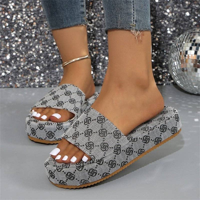 UZ Wholesale Store - Wholesale Slides - Women's - Plum Blossom Embroidery Thick-Soled Slides in Large Size1