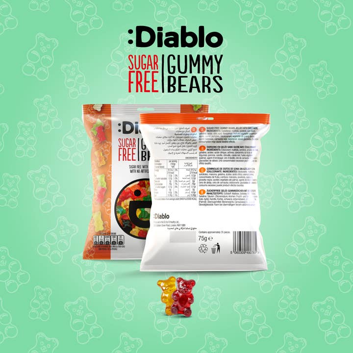 Diablo Sugar Free - Wholesale Gummy - :Diablo Gummy Bears Sweets 75g