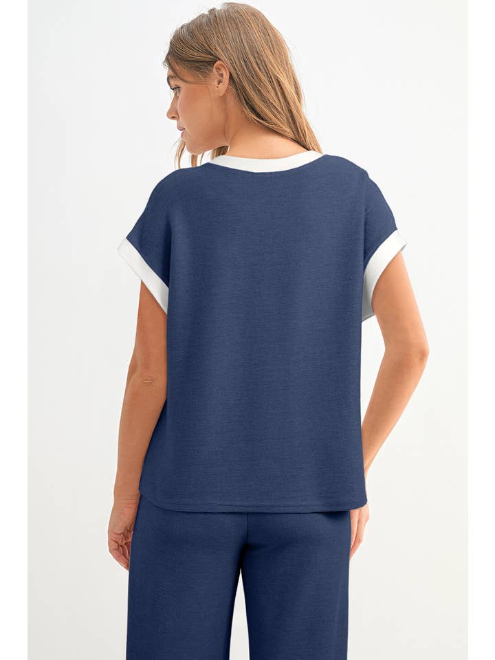 Aapparella - Wholesale Lounge Set - Women's - Colorblock Pockets Short Sleeve Top & Pants Set | S-2XL14