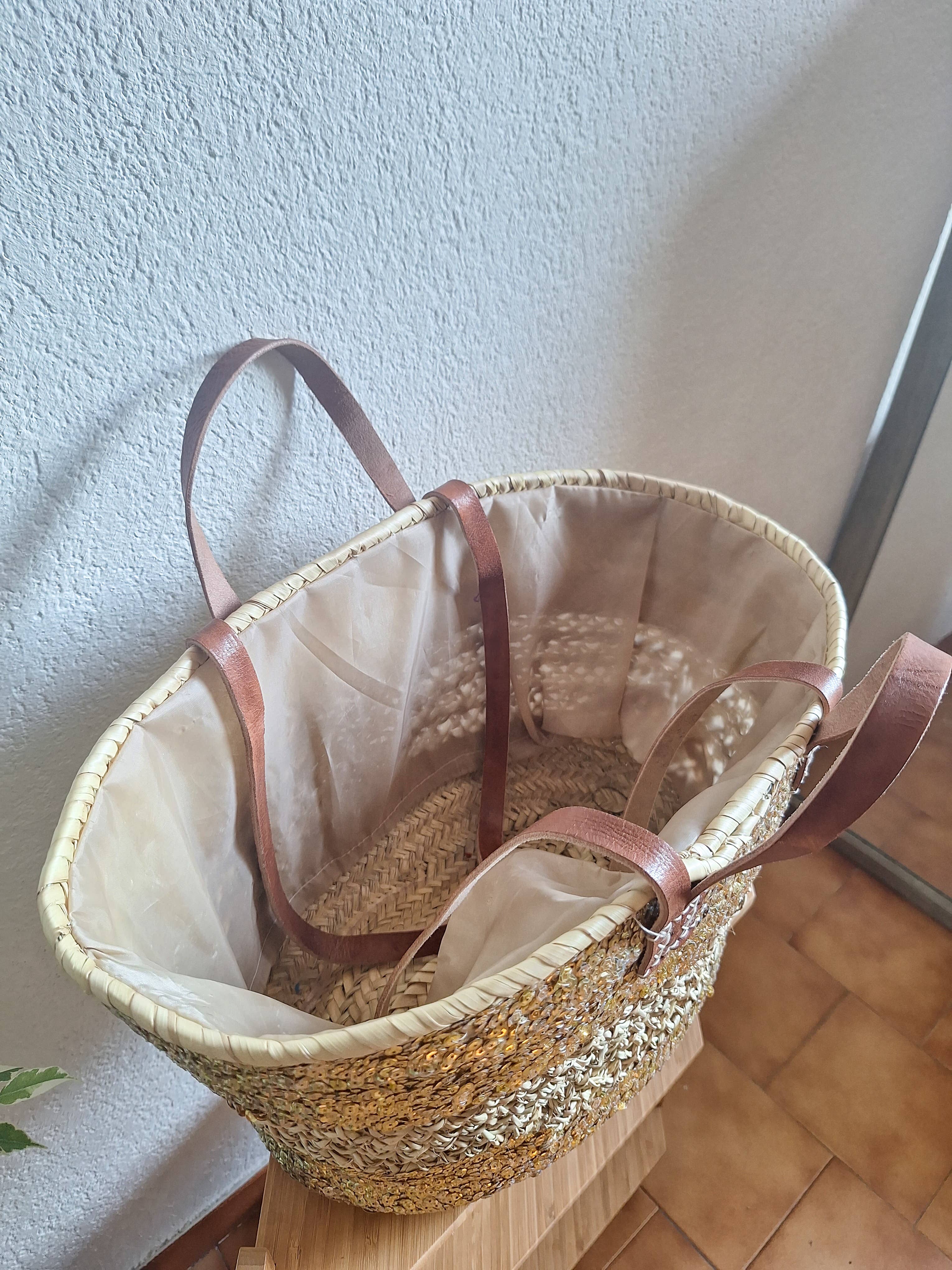 LeBazare - Wholesale Beach Bag - Straw tote bag embroidered with golden sequins6