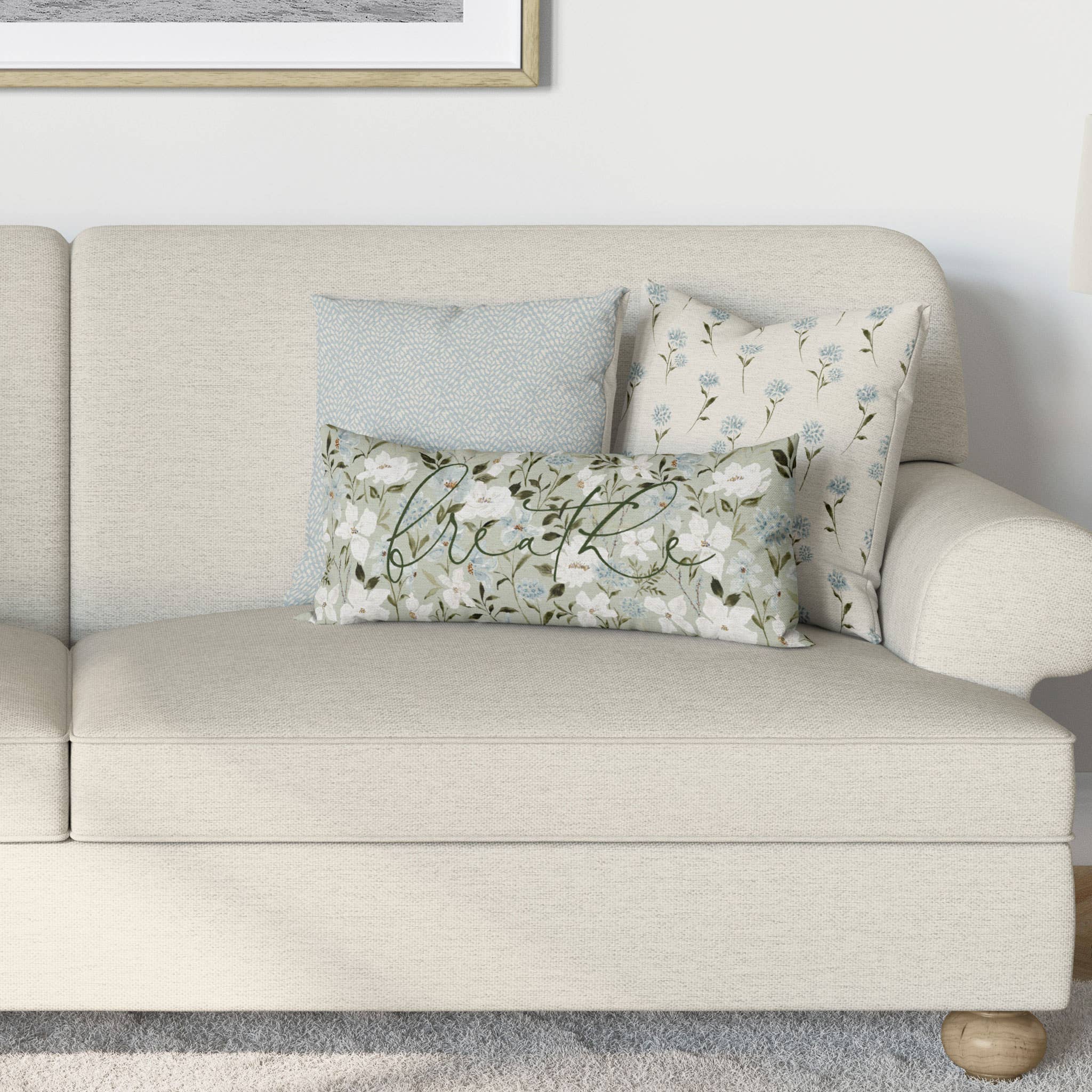 Beth Schneider Designs, LLC - Wholesale Lumbar Pillow - Breathe Lumbar 100% Soft Cotton Pillow Cover and Insert 36"Wx14"H3