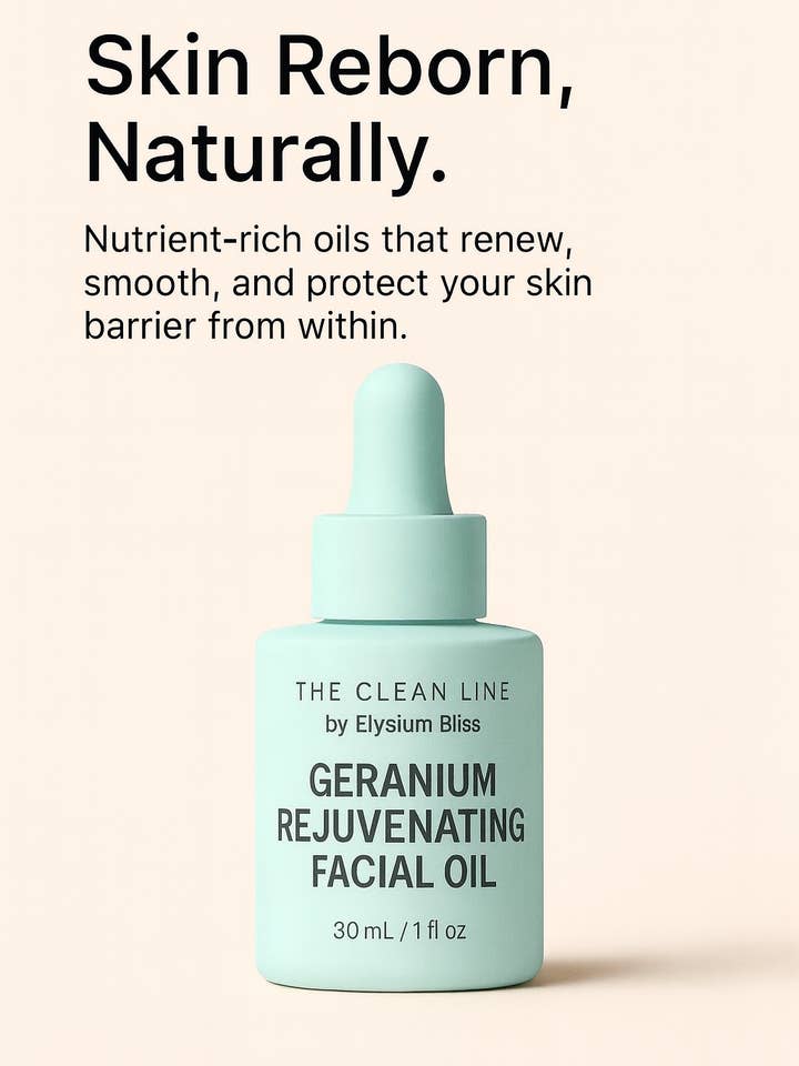 Huile de rajeunissement au géranium pour la vente par Elysium Bliss-Wellness Boutique