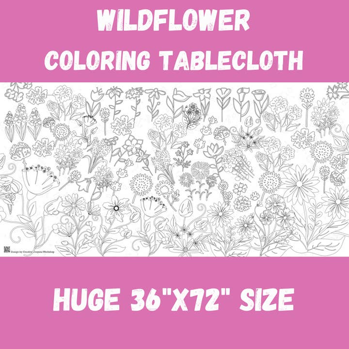 Creative Crayons Workshop - Wholesale Coloring Mat - Kids & Baby - Wildflower Coloring Tablecloth | Botanical Coloring Sheet3