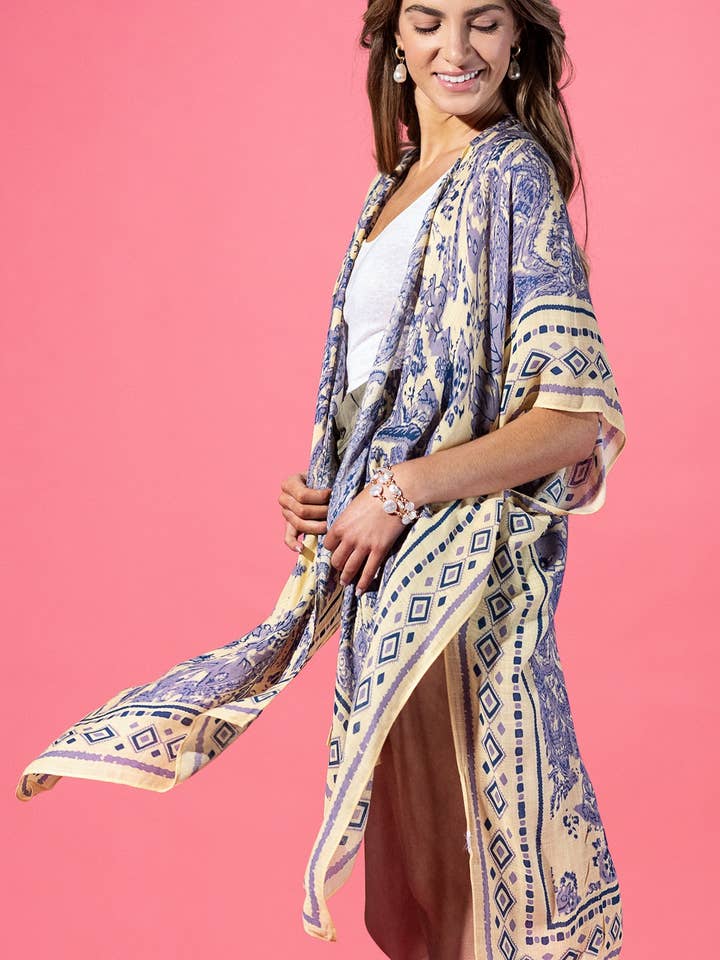 Kimono de Viscose Lavanda Loom por atacado de Urbanista