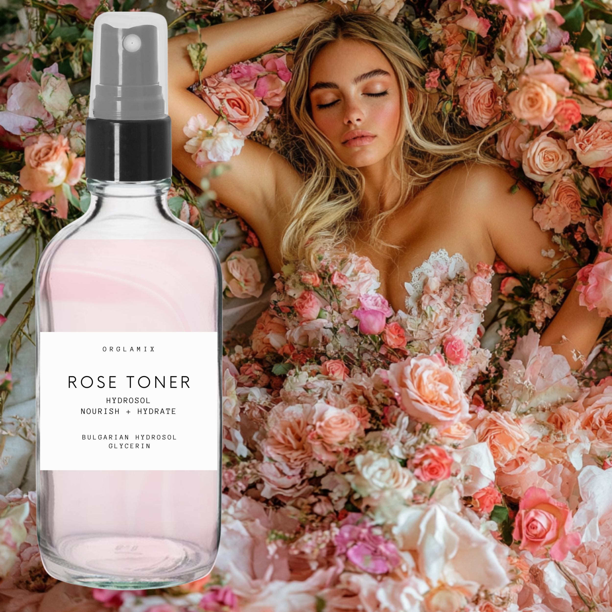 Orglamix - Venta al por mayor Tónico facial - Tónico de agua de rosas | Bruma facial hidratante para un brillo húmedo4