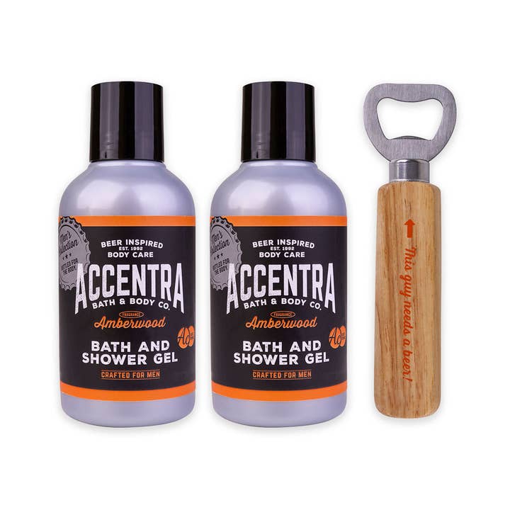 Accentra - Wholesale Bath & Body Set - MEN'S COLLECTION gift set for men with bottle opener1