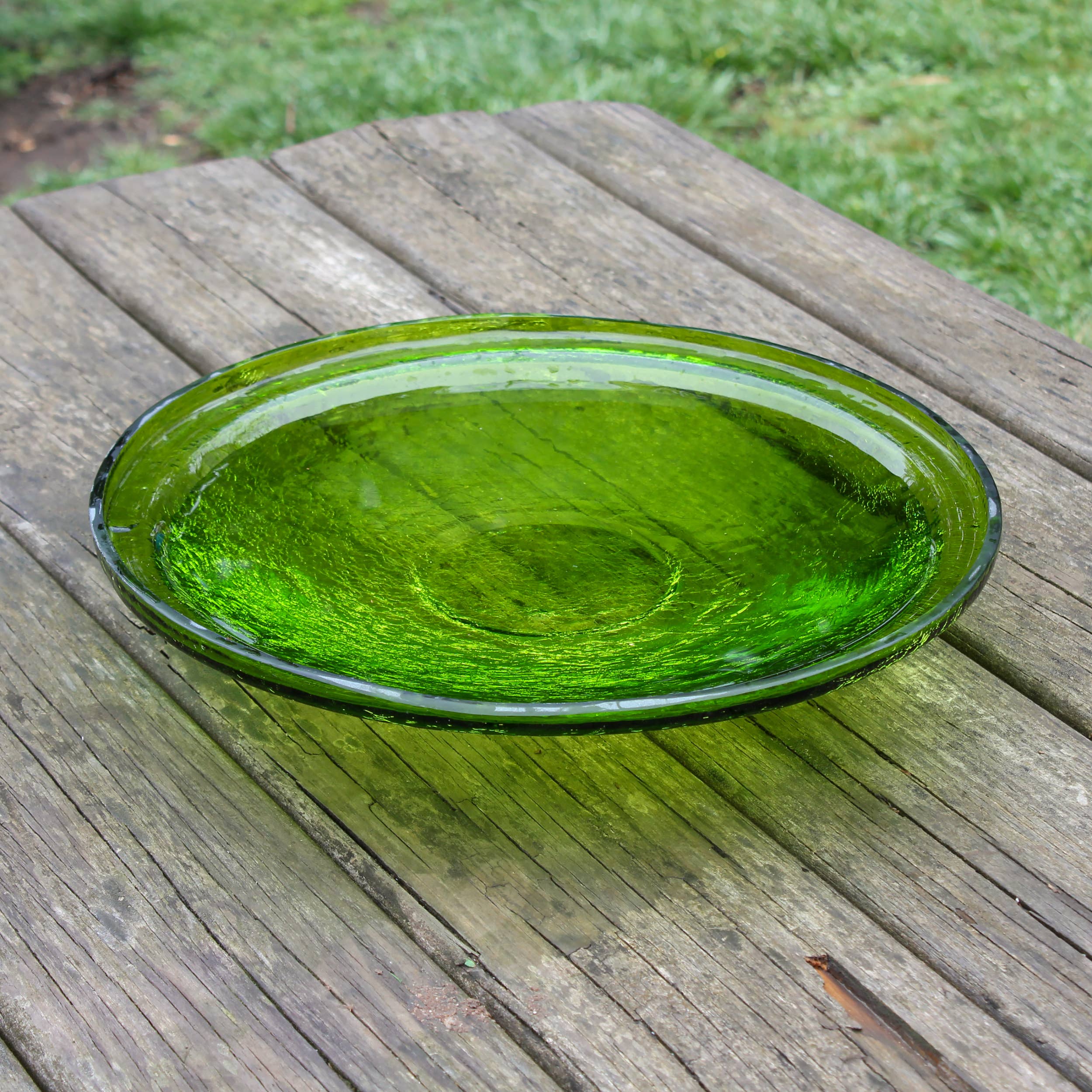 ACHLA Designs - Wholesale Bird Bath - 14" Crackle Glass Bowl - Fern Green2