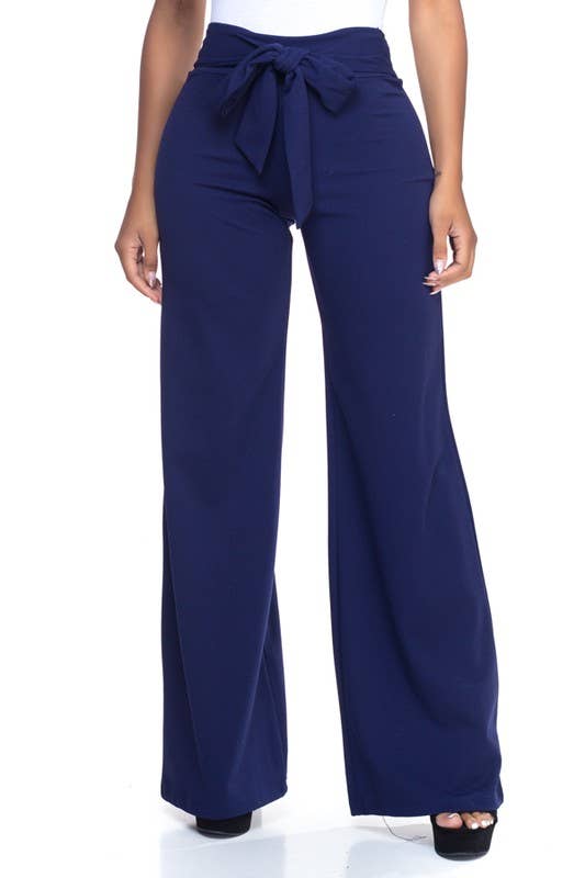Lemon Tree - Vente Pantalon – femme - PANTALON PALAZZO UNI NOUÉ SUR LE DEVANT9